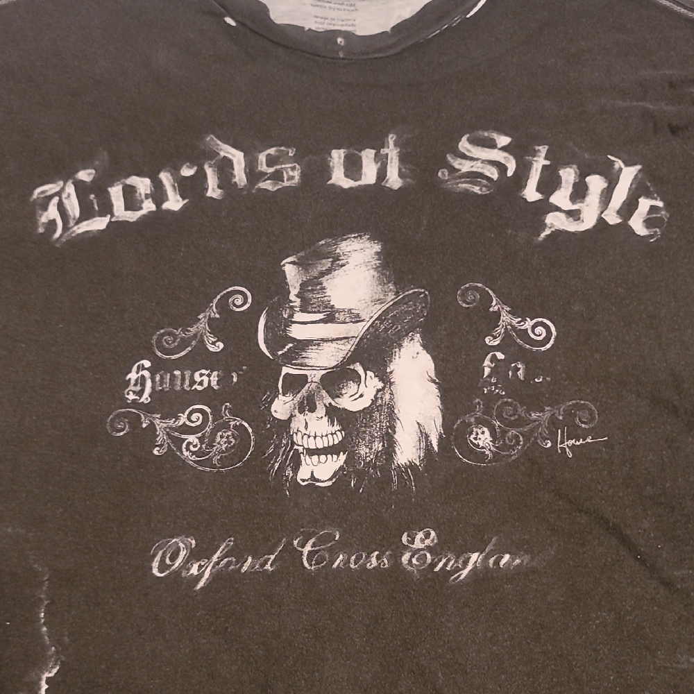 (Rare) Lords of Style Men's Large SS Shirt Intentionally Distressed Black&White